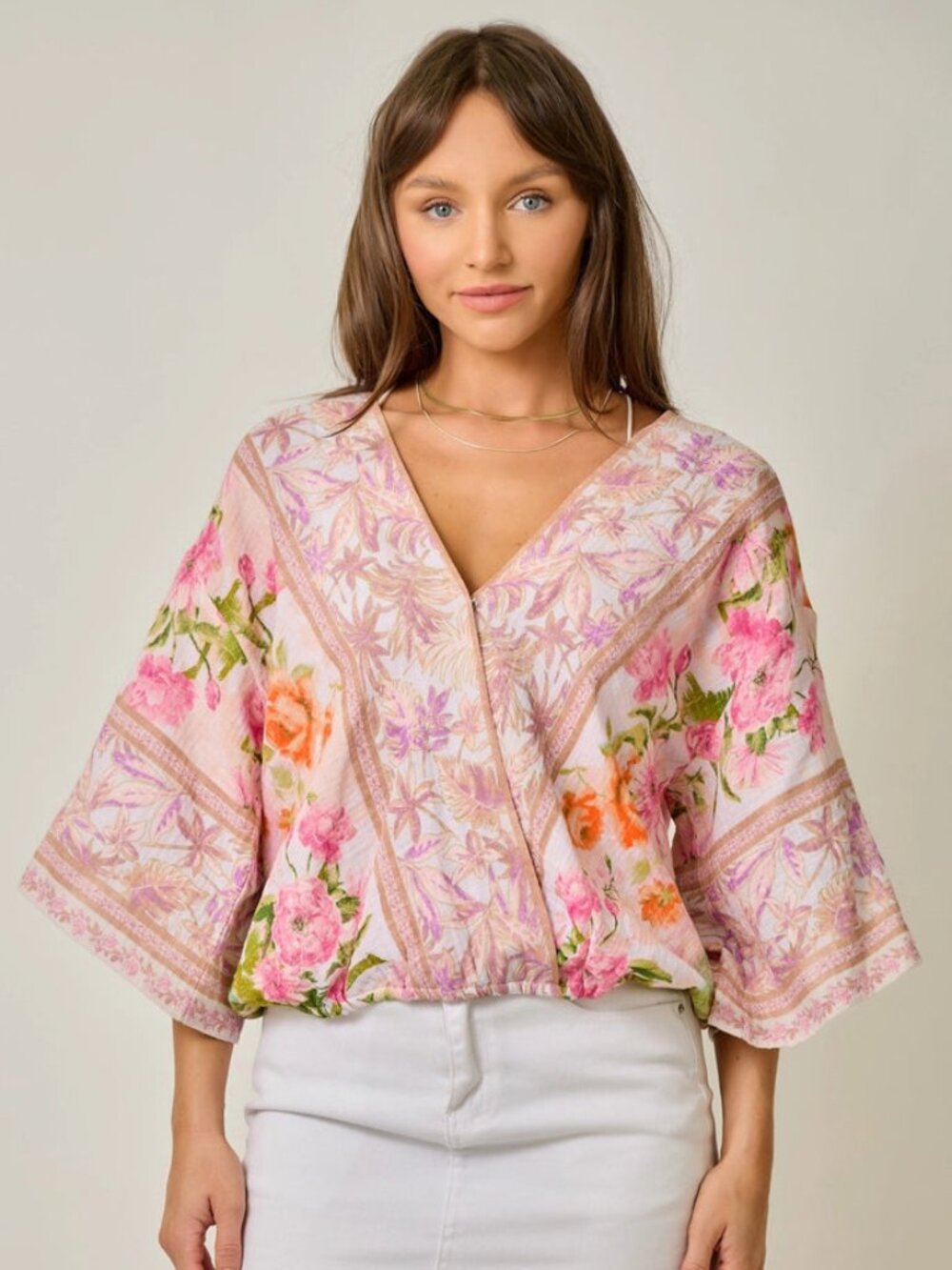 Mystree Open Front Floral Top Kimono Medium New